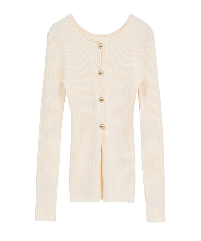 W FACE GOLD BUTTON KNIT TOPS