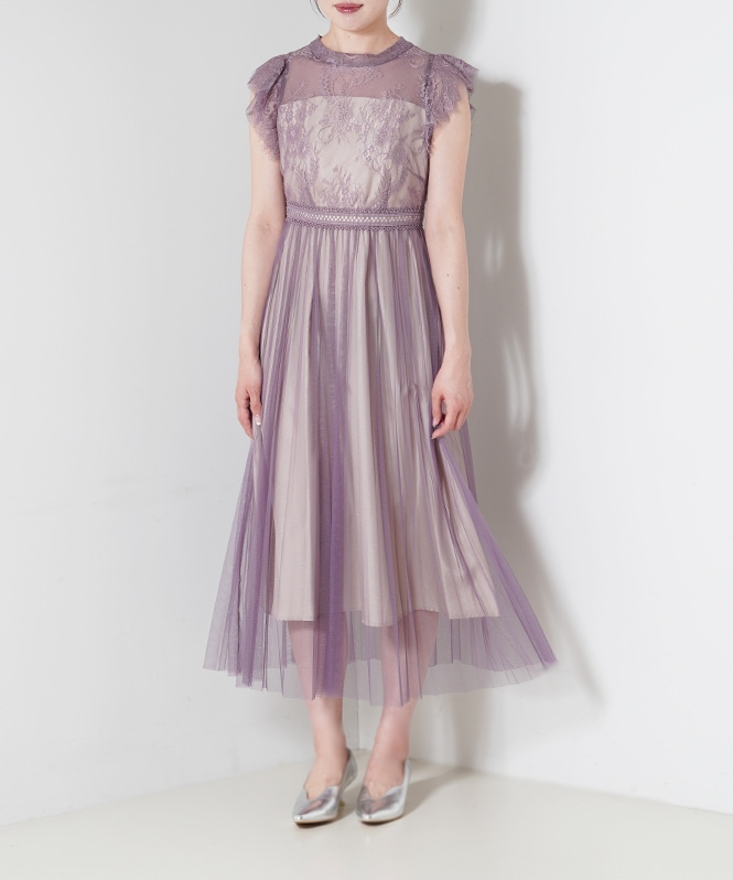 【美品】VALERIANE フレア袖チュールワンピースドレス Lサイズ VALERIANE 袖フリルチュールワンピース | DRESS,DRESS | ROOM903