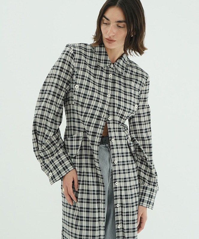 UP POCKET CHECK SHIRT ONEPIECE