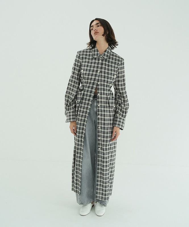 UP POCKET CHECK SHIRT ONEPIECE