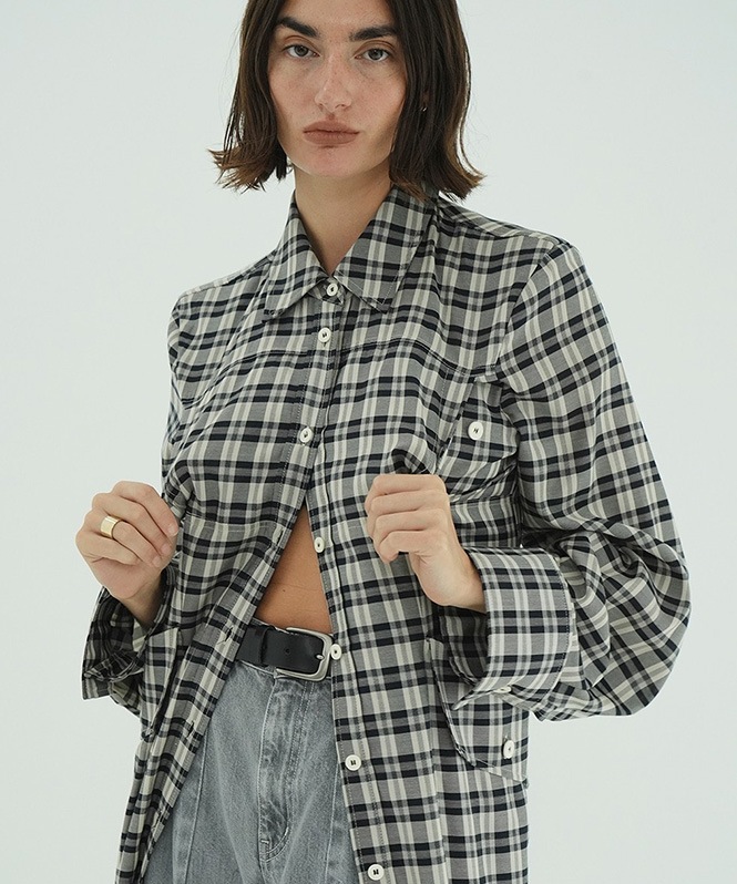 UP POCKET CHECK SHIRT ONEPIECE