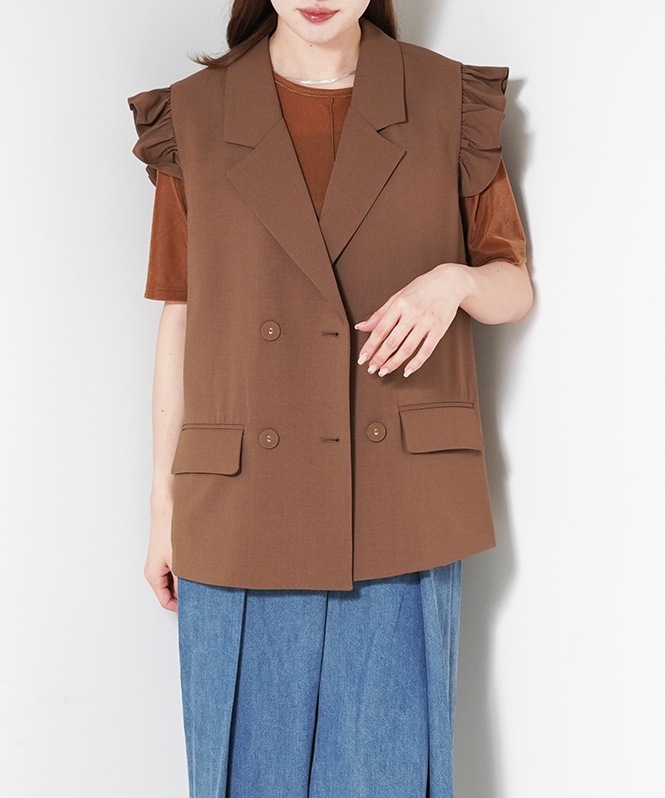 【新品タグ付き】ボーダーズアットバルコニー　フリルショルダージレ 中古・古着通販】BORDERS AT BALCONY (ボーダーズアットバルコニー