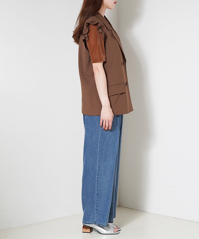 【新品タグ付き】ボーダーズアットバルコニー　フリルショルダージレ フリルショルダージレ | OUTER,ジレ | ROOM903 online