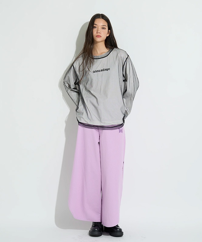 メッシュレイヤードロングTシャツ