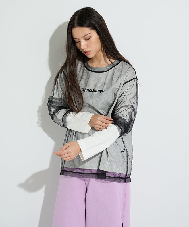メッシュレイヤードロングTシャツ