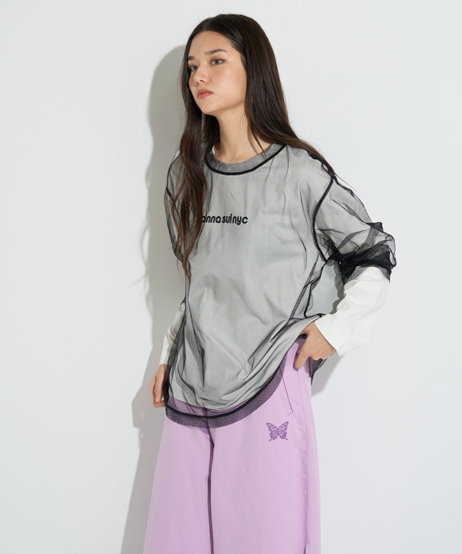 メッシュレイヤードロングTシャツ