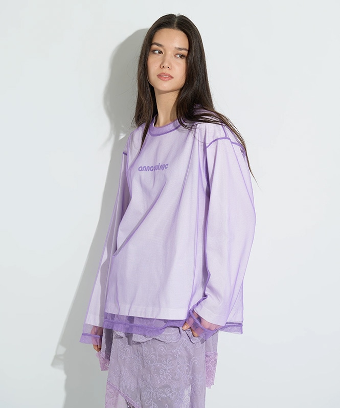 メッシュレイヤードロングTシャツ