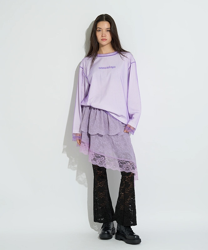 メッシュレイヤードロングTシャツ
