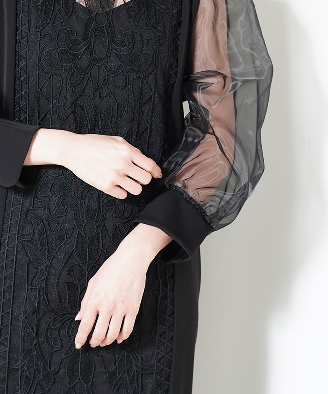 Jacquard lace pencil dress■