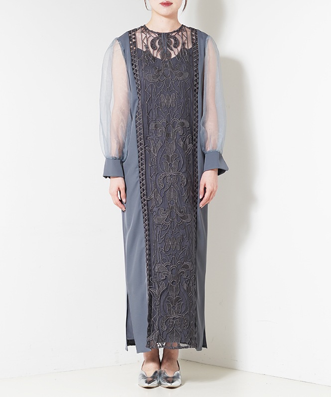Jacquard lace pencil dress■