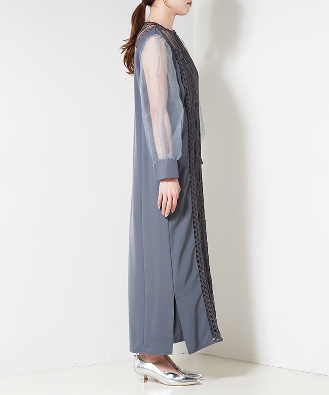 Jacquard lace pencil dress■