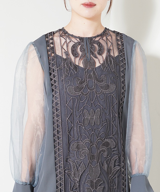 Jacquard lace pencil dress■