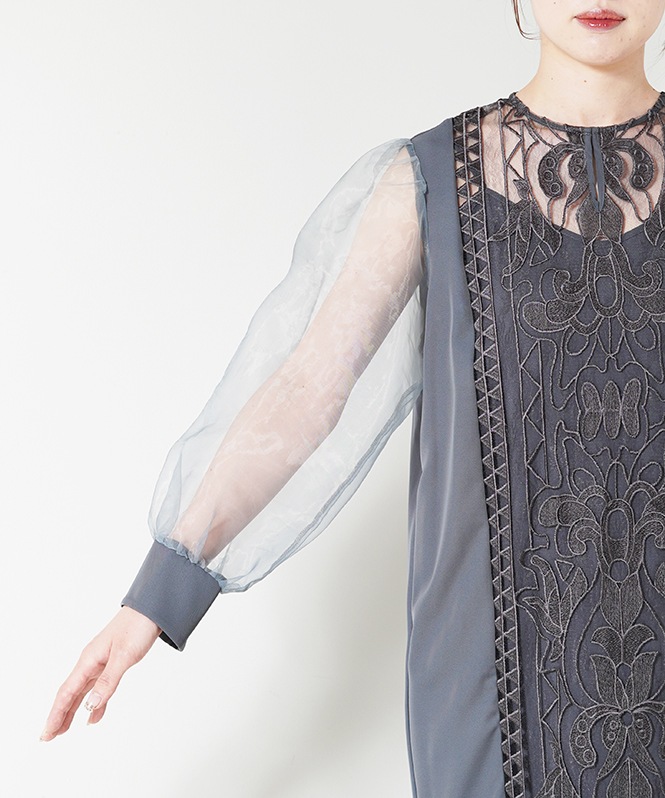 Jacquard lace pencil dress■