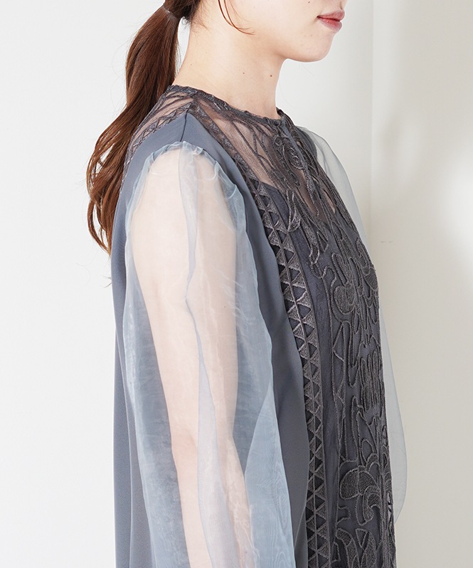 Jacquard lace pencil dress■