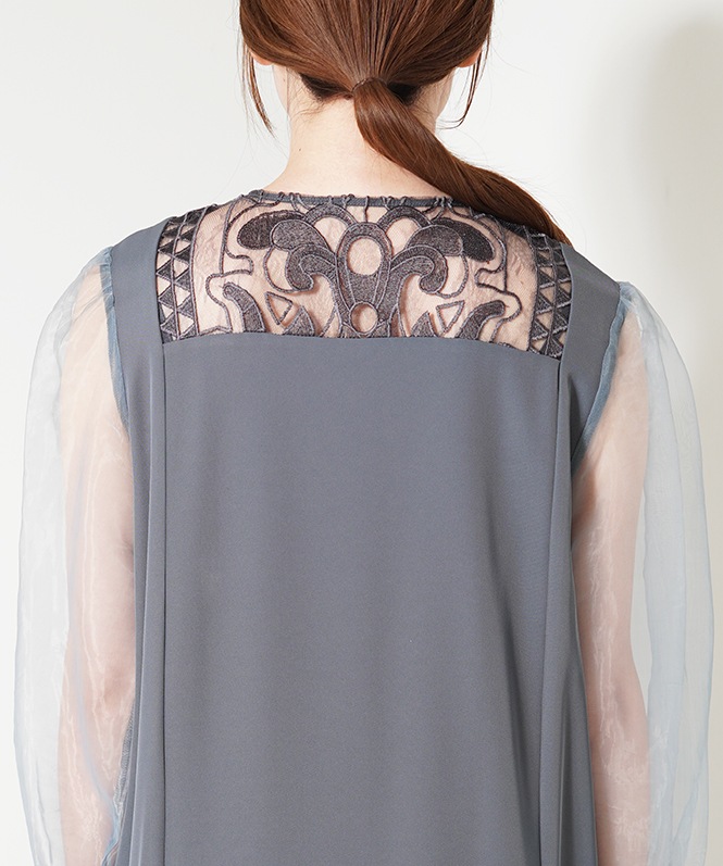 Jacquard lace pencil dress■