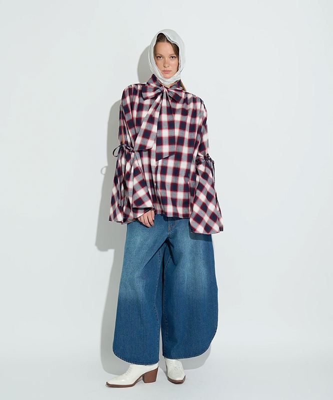 4WAYチェックブラウス