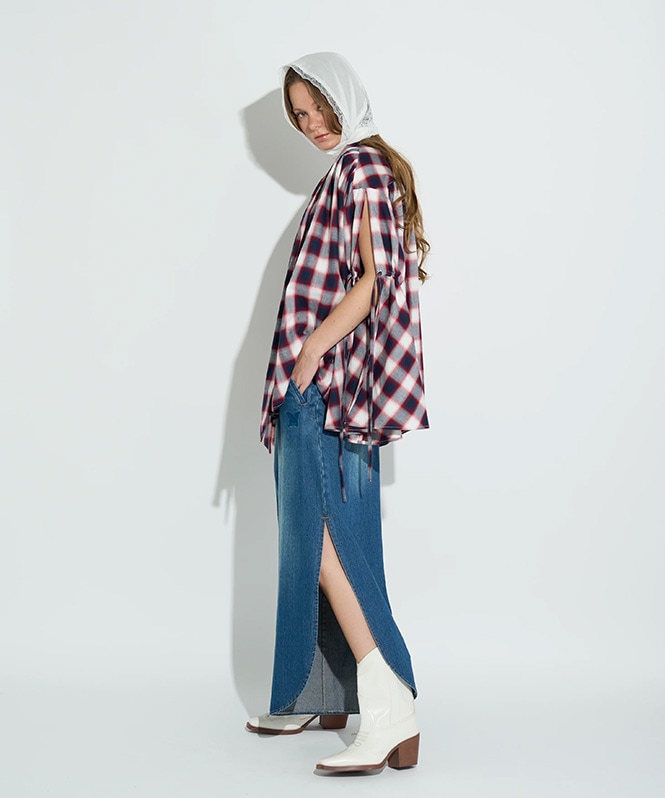 4WAYチェックブラウス