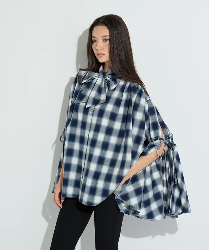 4WAYチェックブラウス