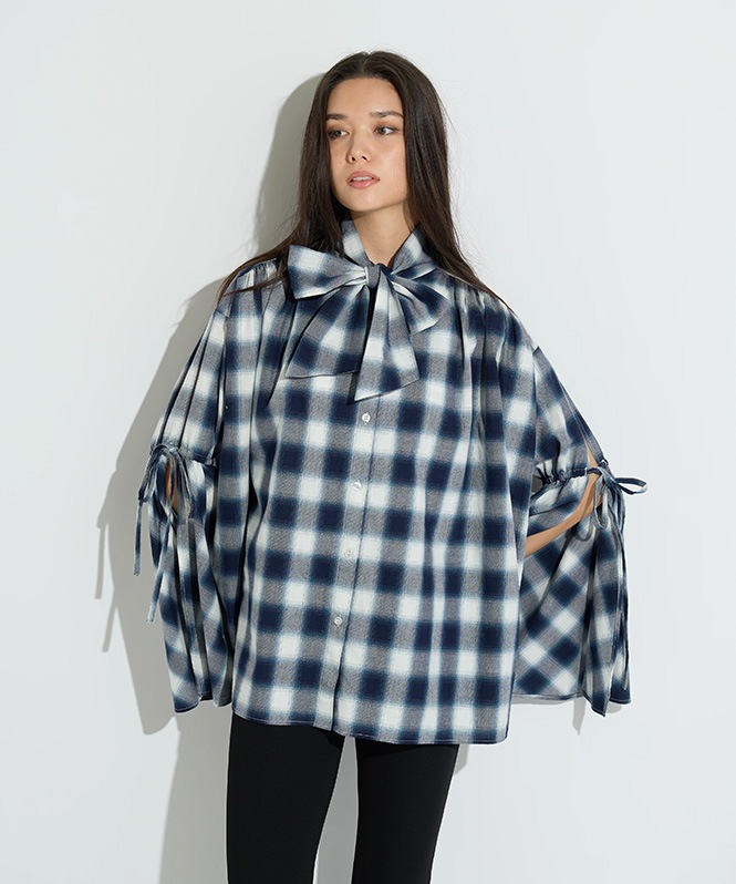 4WAYチェックブラウス