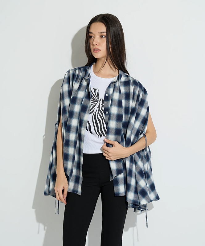 4WAYチェックブラウス