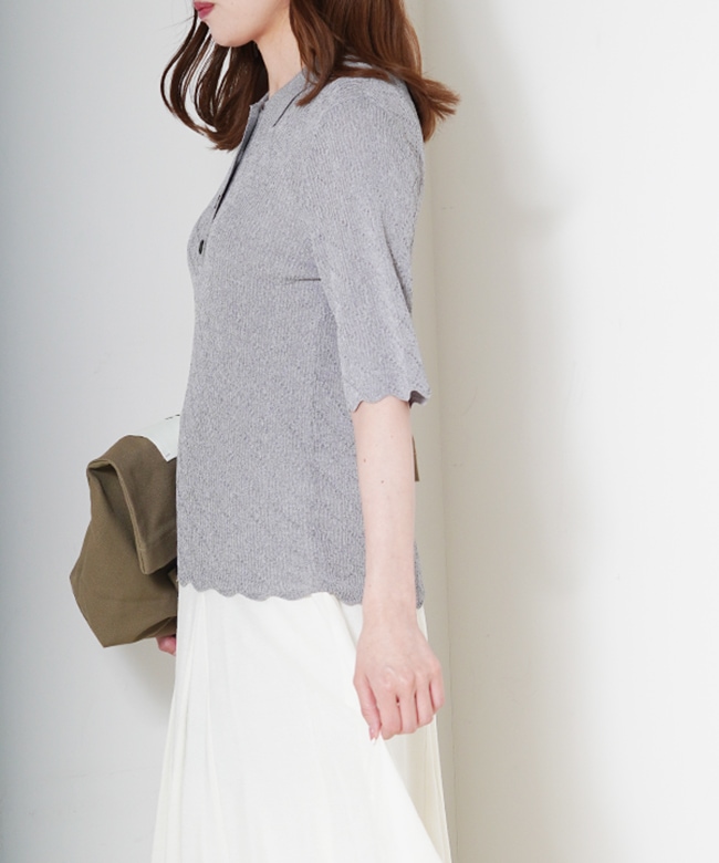 Polo Collar Knit Top