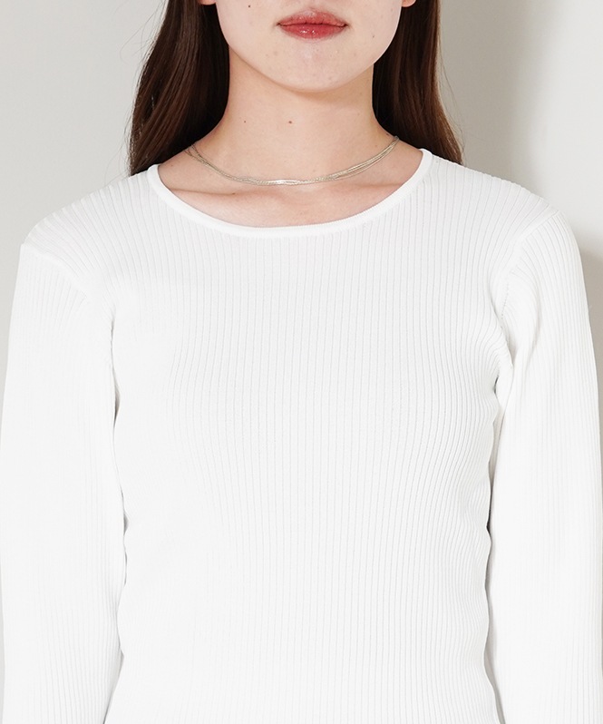 裾シアー切替えベルスリーブニット