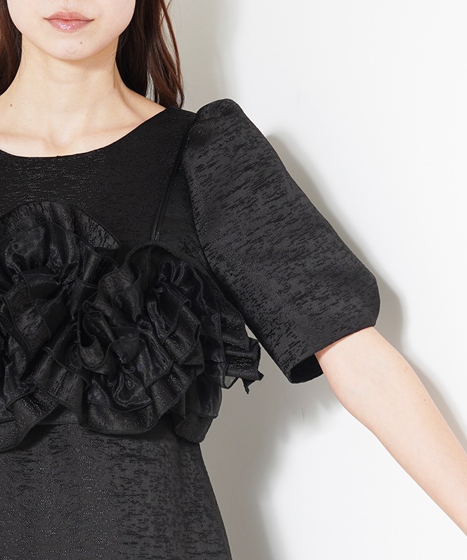 Wavy frill bustier jaguard dress | DRESS,DRESS | ROOM903 online