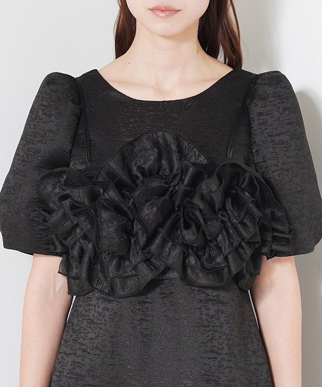 Wavy frill bustier jaguard dress | DRESS,DRESS | ROOM903 online