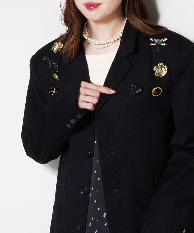 Rowen Brooch Sreasted Blazer