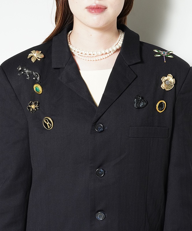 Rowen Brooch Sreasted Blazer