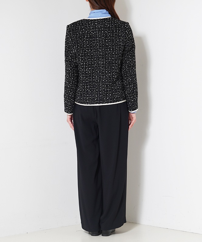 ノーカラーツイードショートジャケット