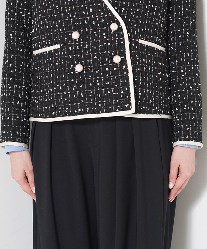 ノーカラーツイードショートジャケット