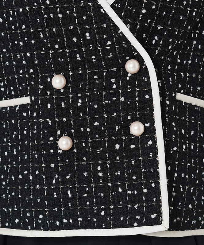 ノーカラーツイードショートジャケット