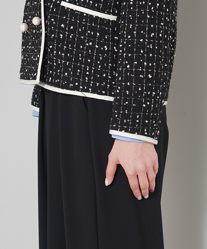 ノーカラーツイードショートジャケット