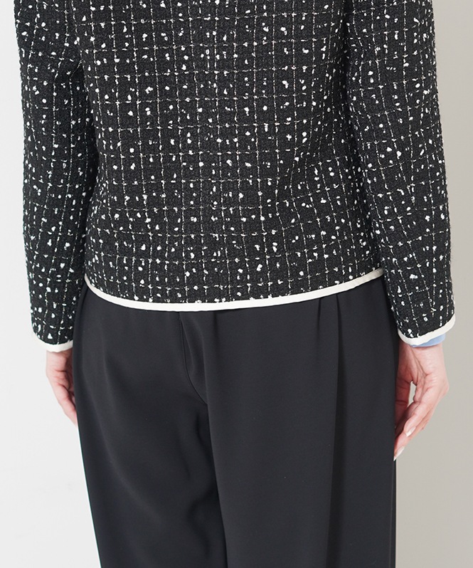 ノーカラーツイードショートジャケット