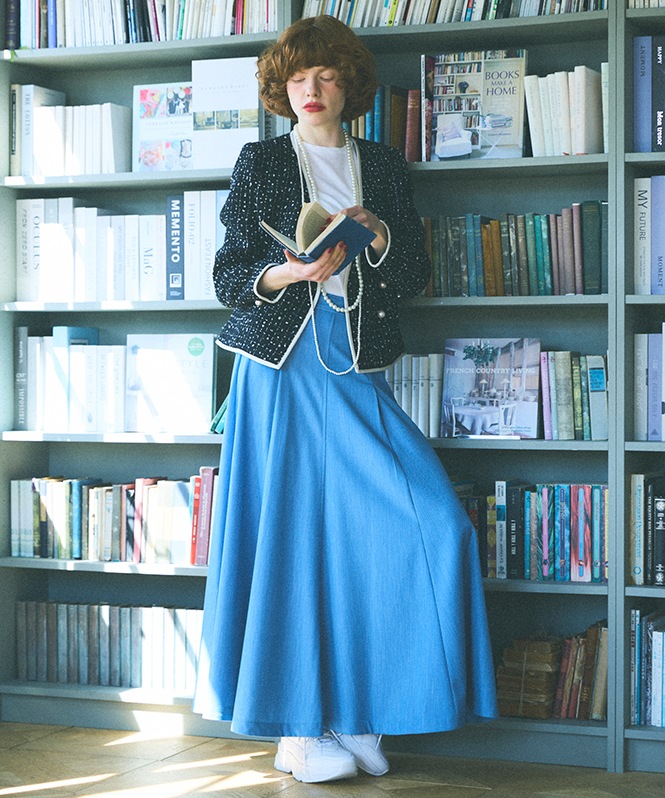 ノーカラーツイードショートジャケット