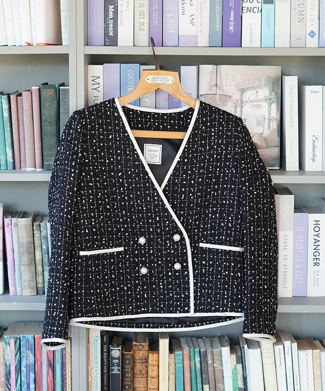 ノーカラーツイードショートジャケット