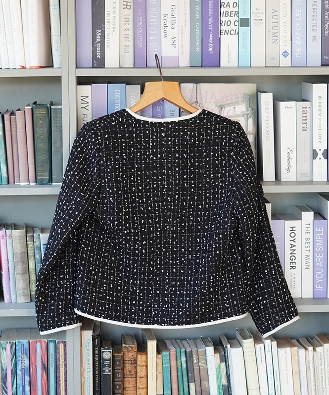 ノーカラーツイードショートジャケット