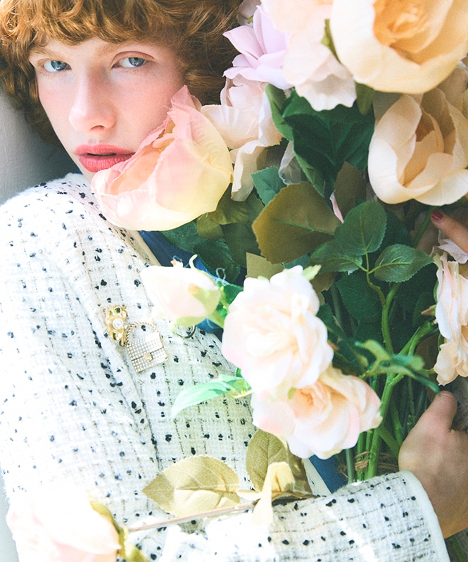 ノーカラーツイードショートジャケット