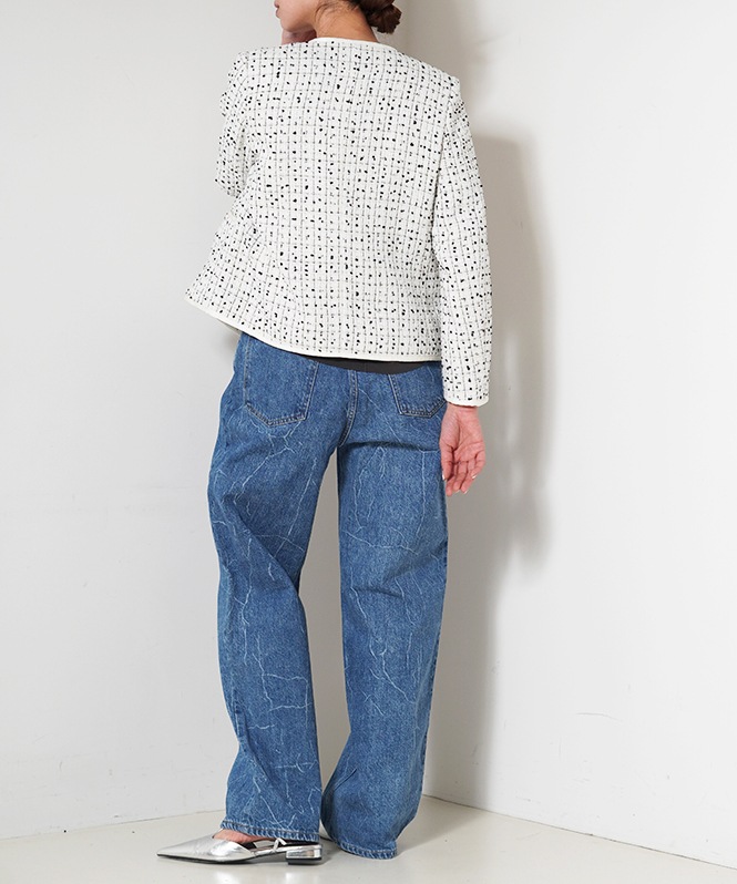 ノーカラーツイードショートジャケット