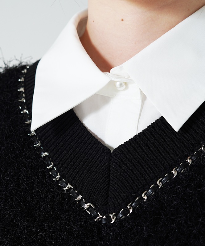 ROSIEE チェーン付きシャギーニットベスト | TOPS,ニット