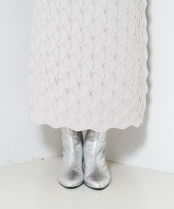 アーチスモッキング柄ニットスカート