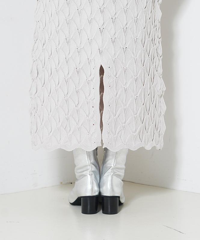 アーチスモッキング柄ニットスカート