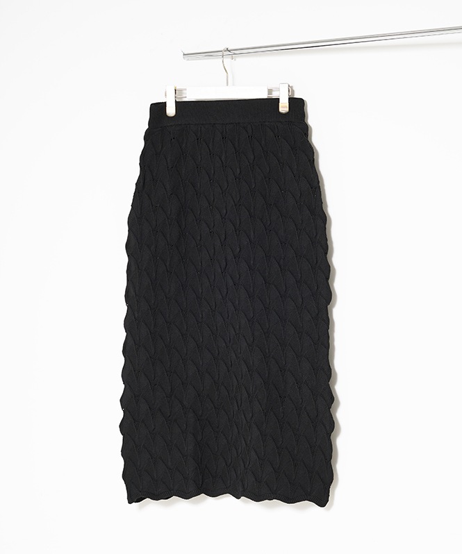 アーチスモッキング柄ニットスカート