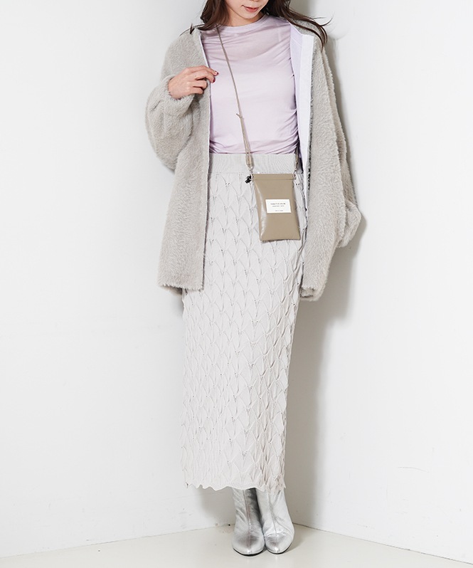 アーチスモッキング柄ニットスカート