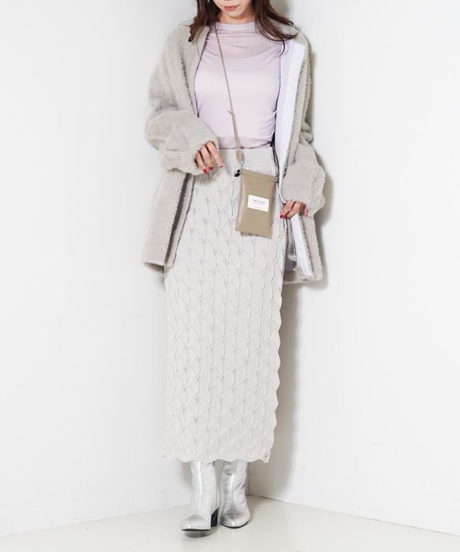 アーチスモッキング柄ニットスカート