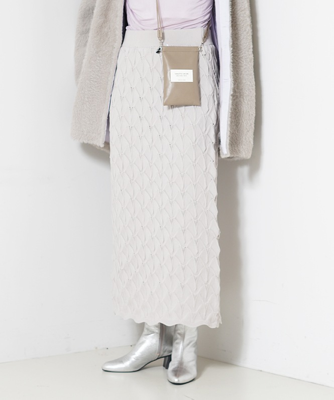 アーチスモッキング柄ニットスカート