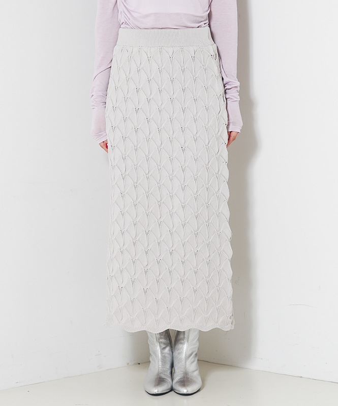アーチスモッキング柄ニットスカート