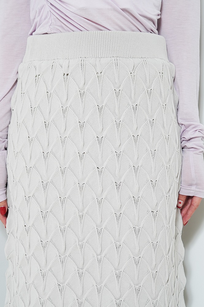 アーチスモッキング柄ニットスカート