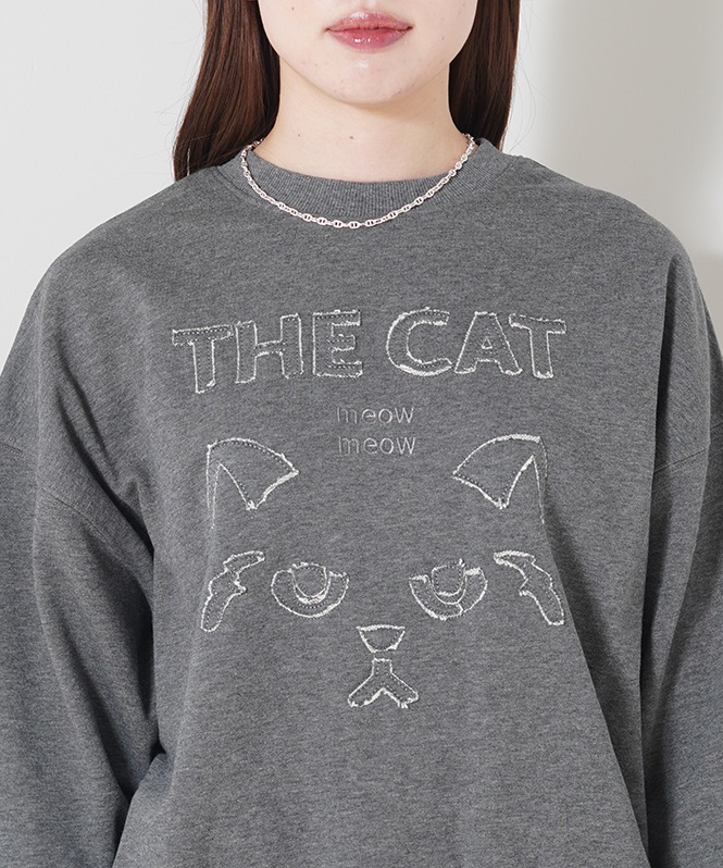 ネコ刺繍スウェット